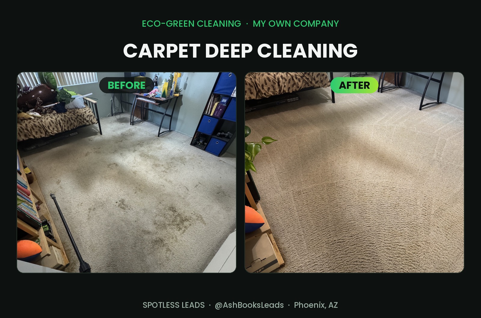 Eco-Green upholstery cleaning before and after